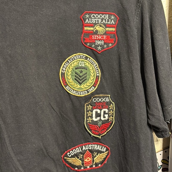 COOGI Black Short Sleeve Tee with Vibrant Patches - Picture 5 of 5